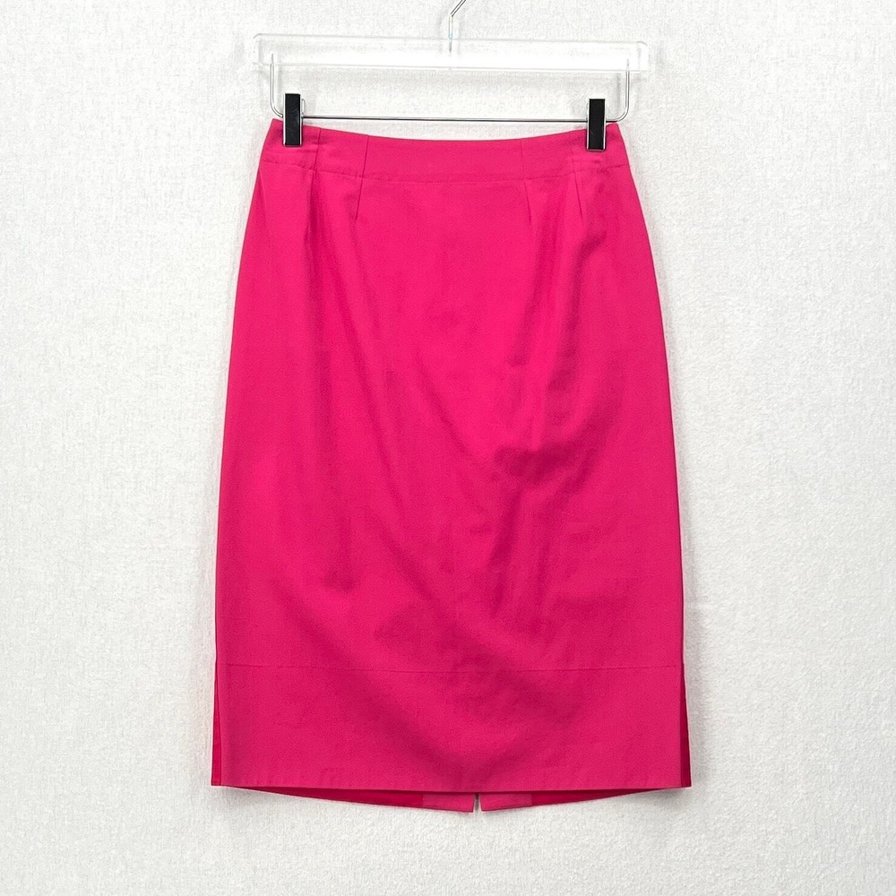 YVES SAINT LAURENT Vintage Pencil Skirt 38 Pink Cotton Silk Corp Minimal Classic